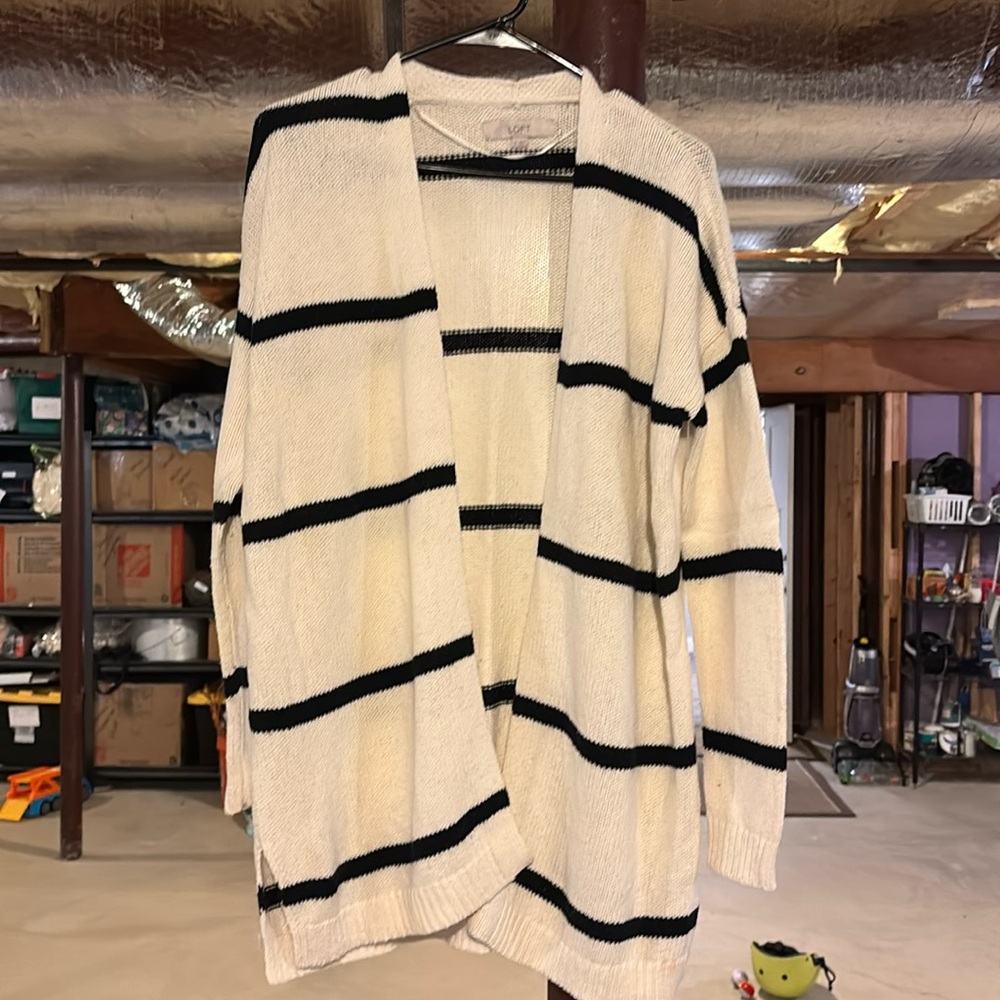 Loft cream and blue cardigan